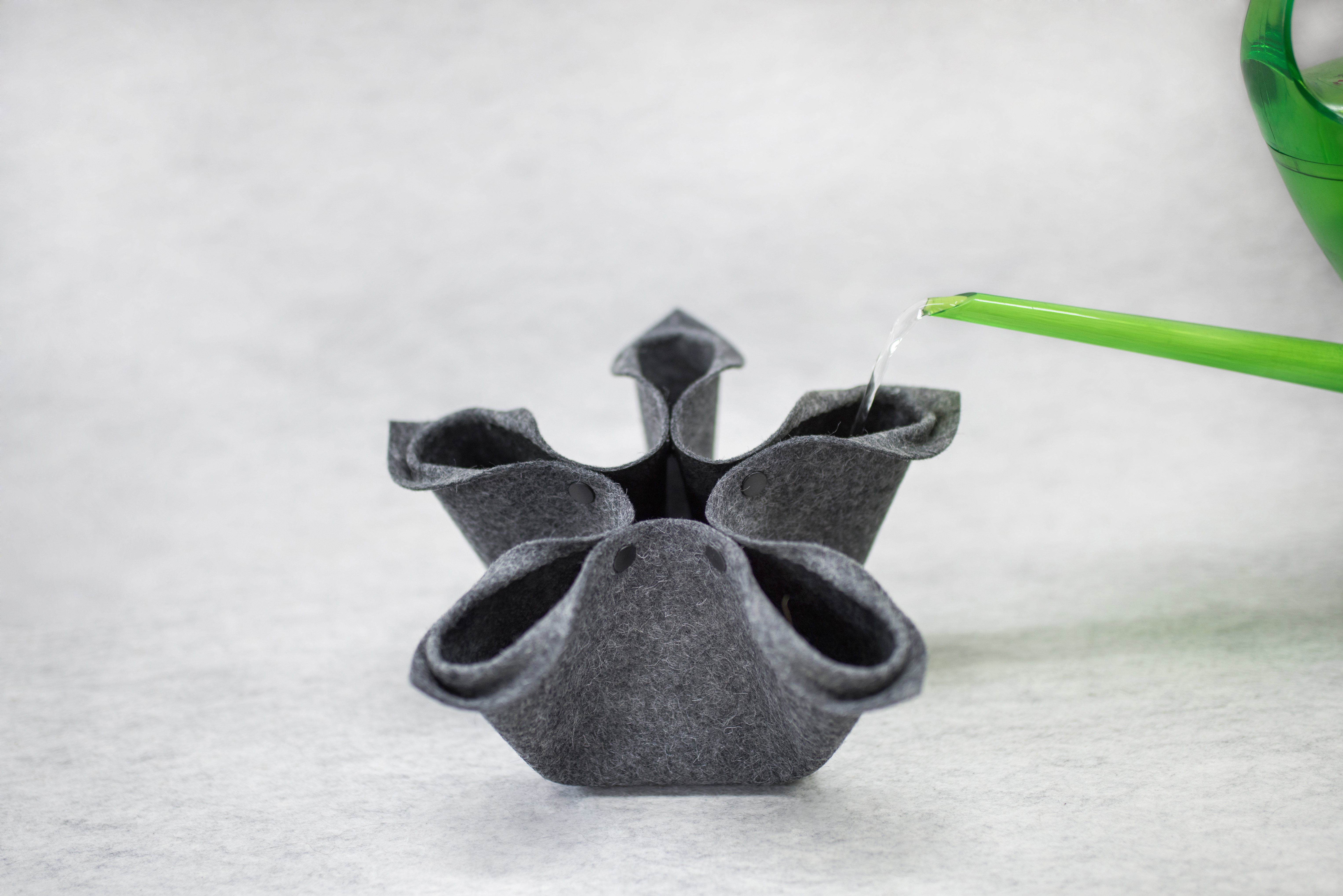 Die Florero Vase 2.0 besteht aus Filz und ist trotzdem wasserfest